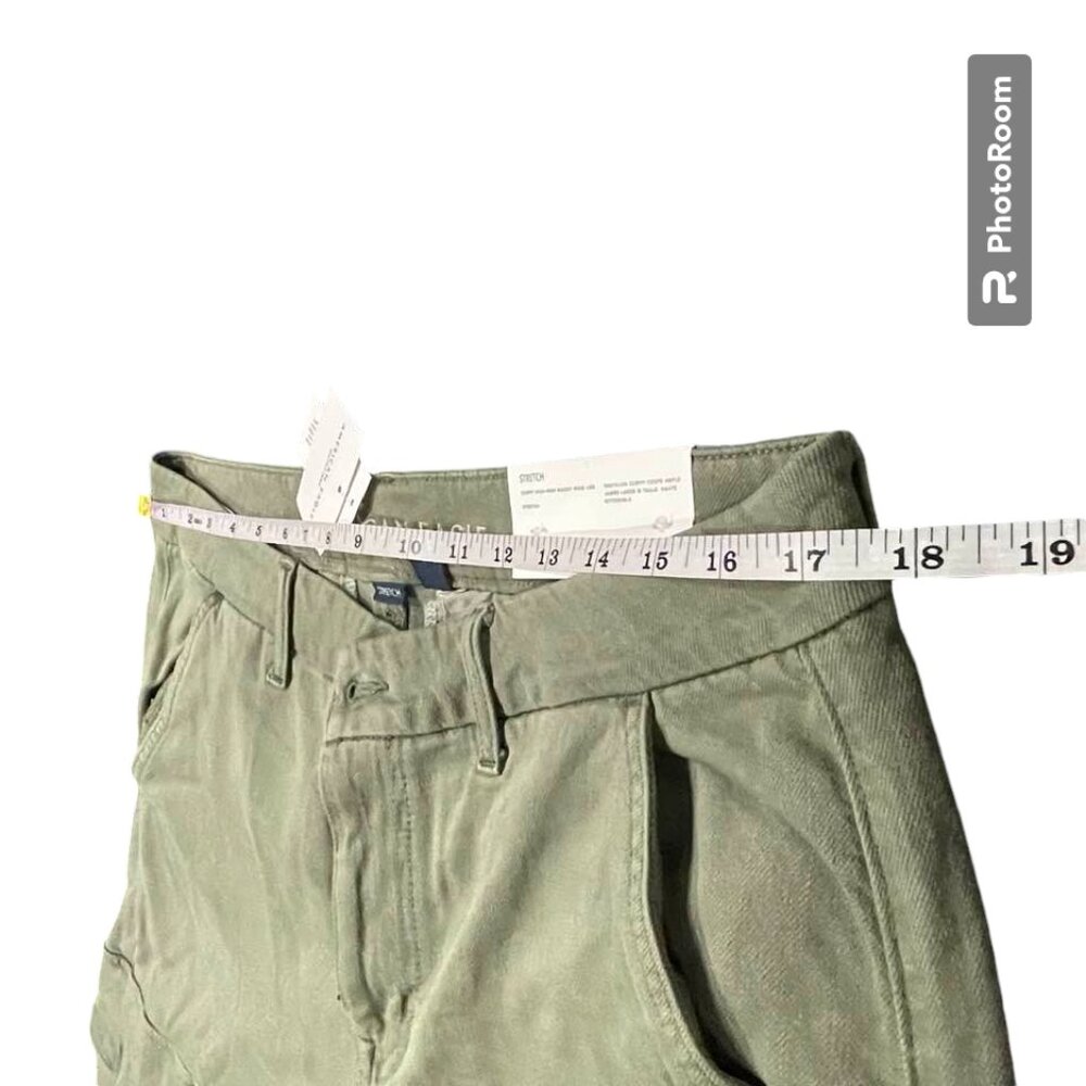 American Eagle NWT Cargo Curvy Stretch High-Rise Baggy Wide Leg Army Gre… - Picture 11 of 16